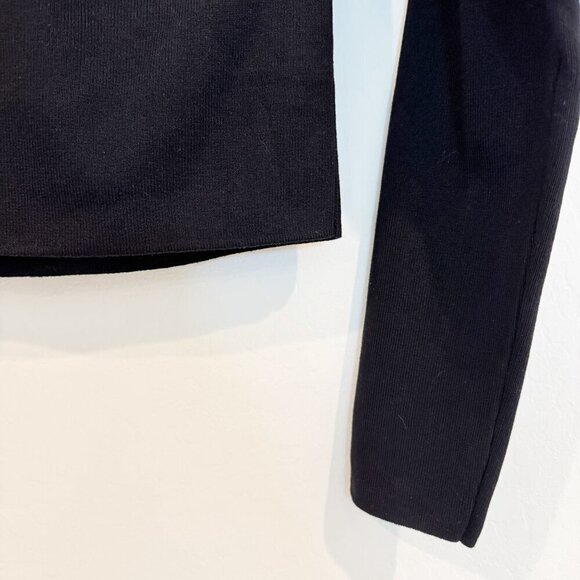 Zara Cutout‎ Knit Mock Neck Long Sleeve Cropped Top in Black Casual Size Large - Picture 4 of 7